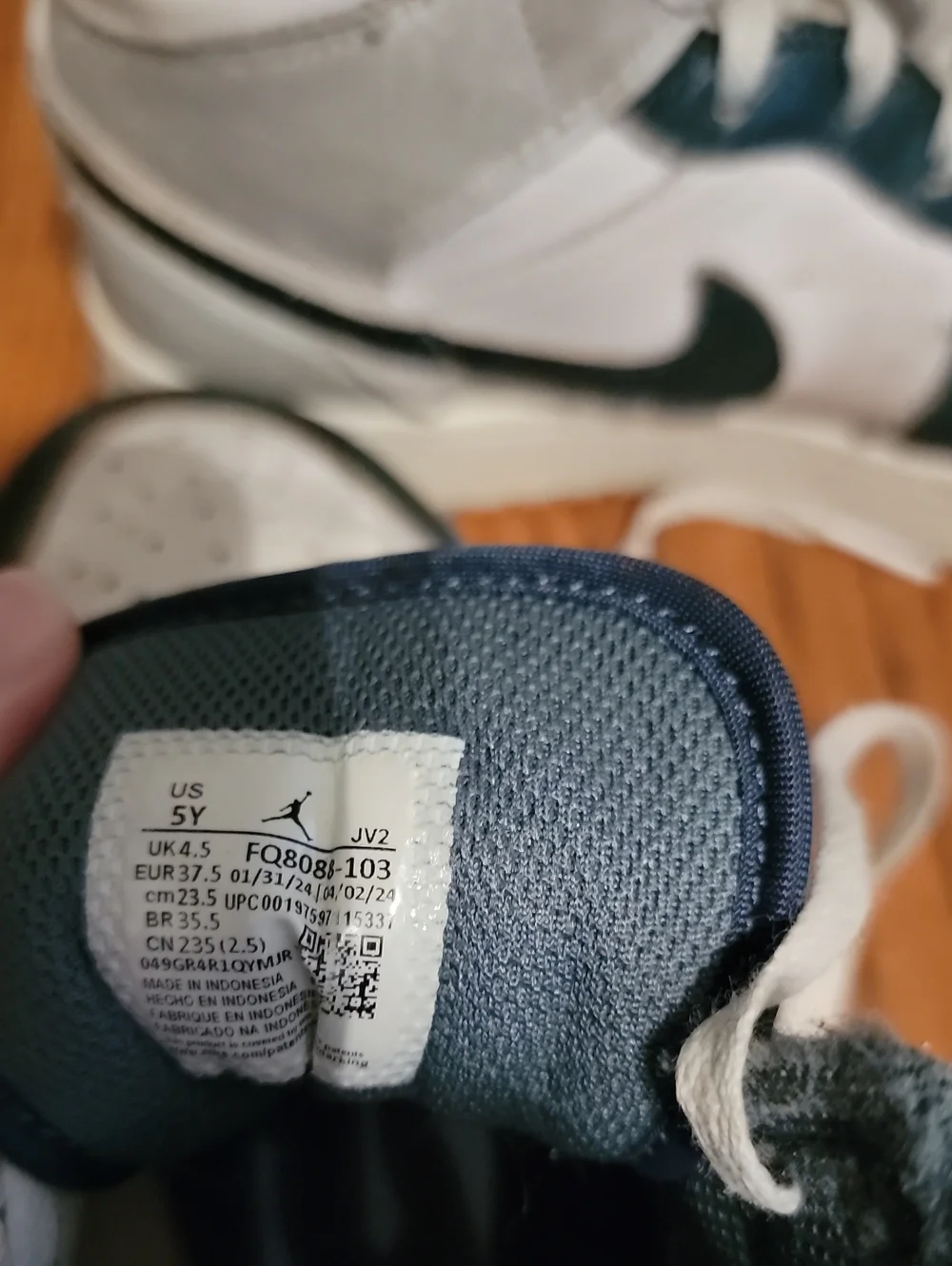 Jordan Kids' High-Top Sneakers in White and Dark Green